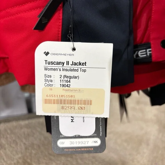 NWT Obermeyer Tuscany II jacket readmylip (red)retail 299 - Picture 6 of 7